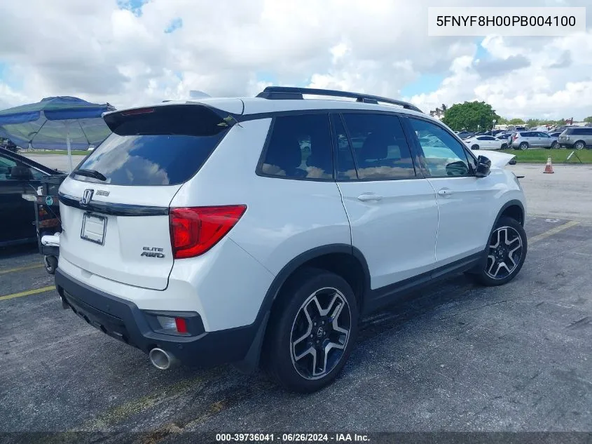 2023 Honda Passport Awd Elite VIN: 5FNYF8H00PB004100 Lot: 39736041