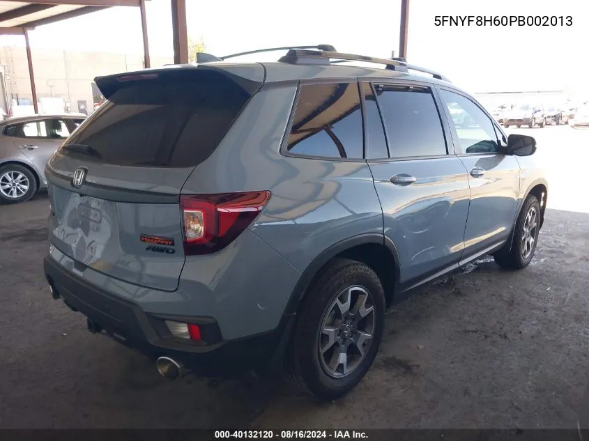 2023 Honda Passport Awd Trailsport VIN: 5FNYF8H60PB002013 Lot: 40132120