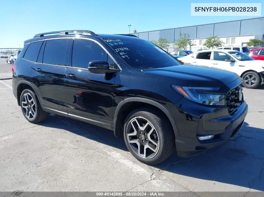 2023 Honda Passport Elite VIN: 5FNYF8H06PB028238 Lot: 40142895