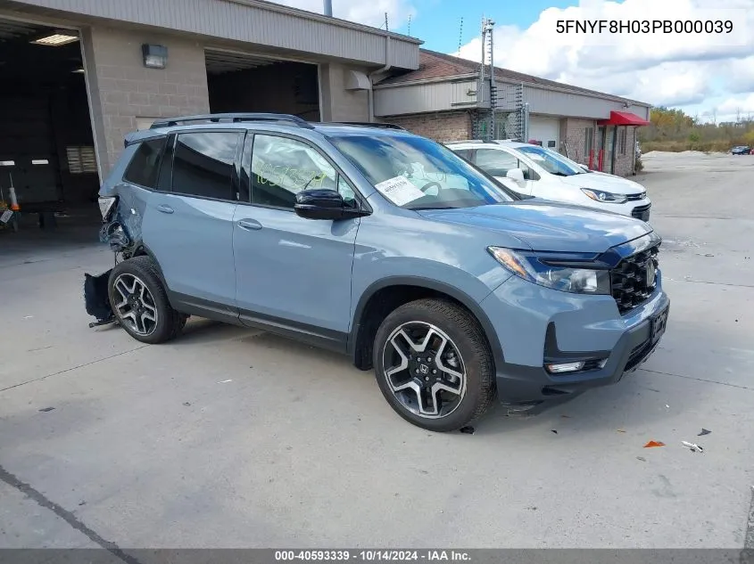 5FNYF8H03PB000039 2023 Honda Passport Awd Elite