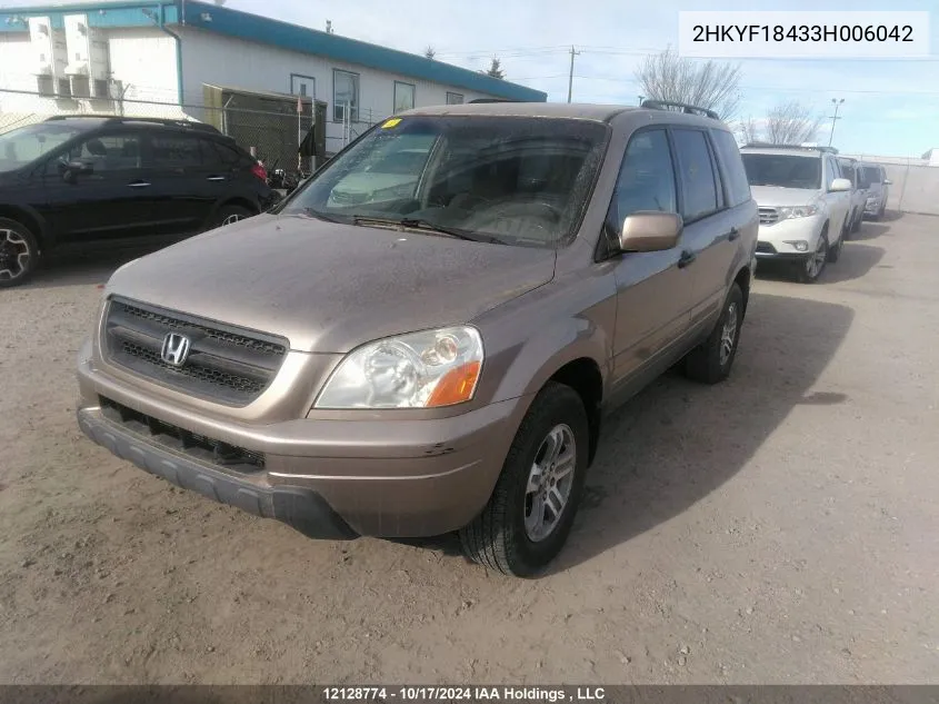 2003 Honda Pilot Ex VIN: 2HKYF18433H006042 Lot: 12128774