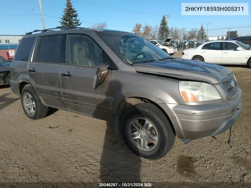 2003 Honda Pilot Exl VIN: 2HKYF18593H005311 Lot: 30046287