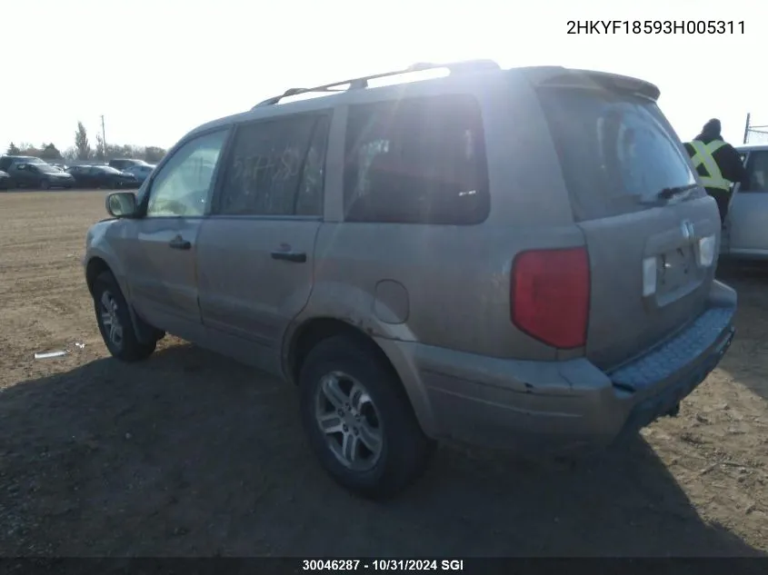 2003 Honda Pilot Exl VIN: 2HKYF18593H005311 Lot: 30046287