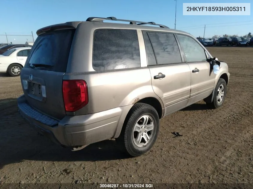 2003 Honda Pilot Exl VIN: 2HKYF18593H005311 Lot: 30046287