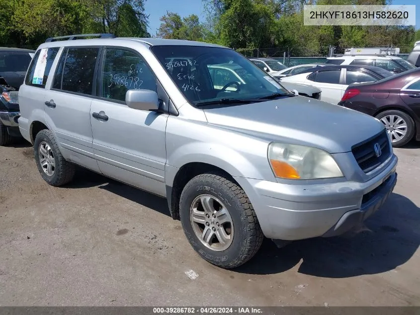 2003 Honda Pilot Ex-L VIN: 2HKYF18613H582620 Lot: 39286782