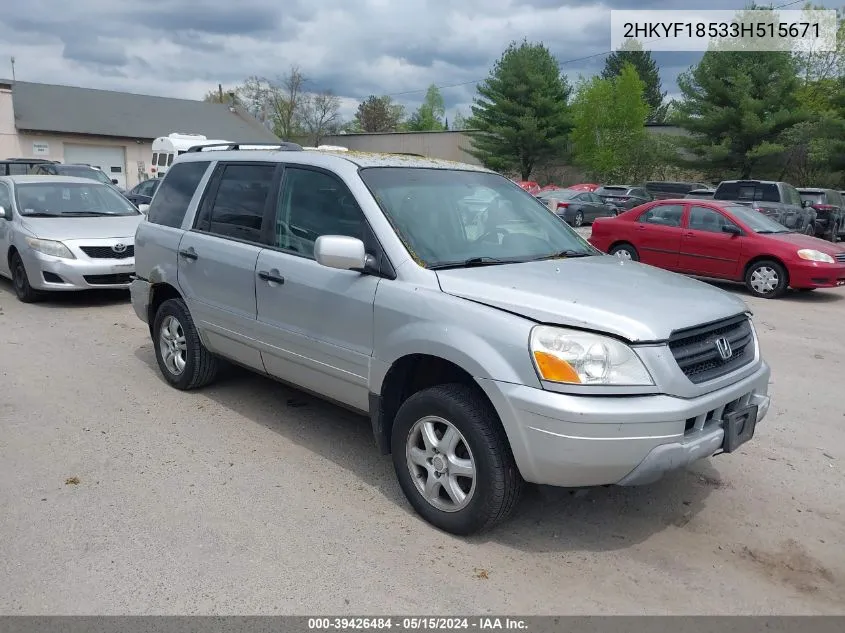 2003 Honda Pilot Ex-L VIN: 2HKYF18533H515671 Lot: 39426484