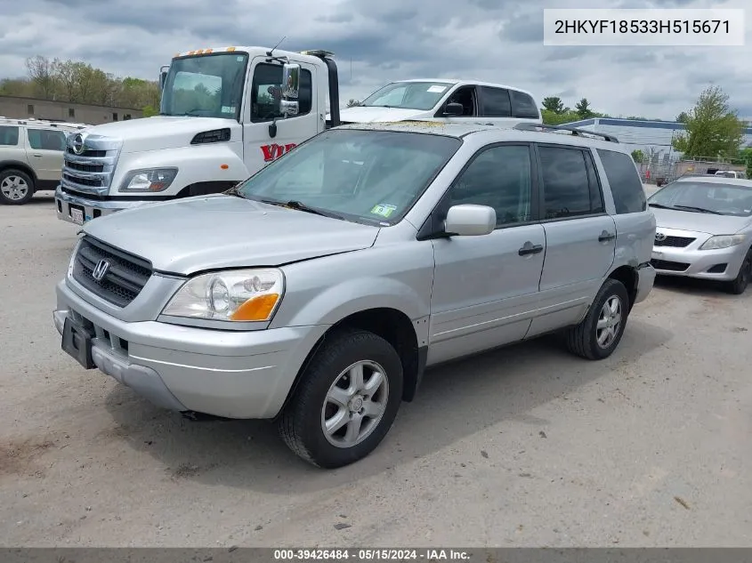 2003 Honda Pilot Ex-L VIN: 2HKYF18533H515671 Lot: 39426484