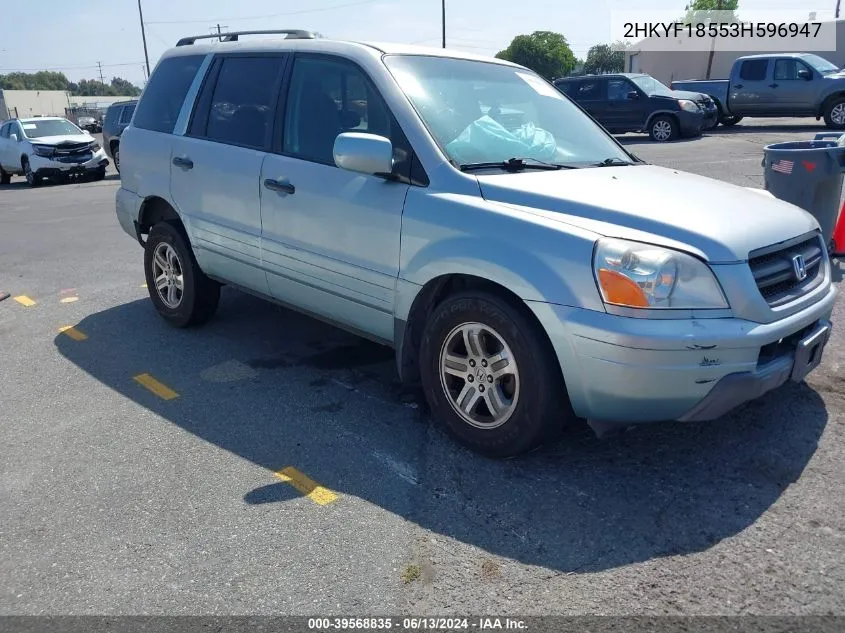 2003 Honda Pilot Ex-L VIN: 2HKYF18553H596947 Lot: 39568835