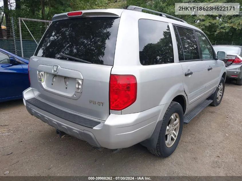 2003 Honda Pilot Ex-L VIN: 2HKYF18623H622171 Lot: 39988262