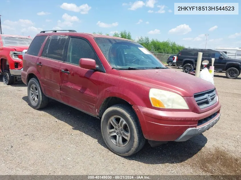 2003 Honda Pilot Ex-L VIN: 2HKYF18513H544523 Lot: 40149030