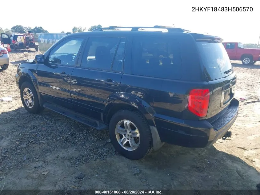 2003 Honda Pilot Ex VIN: 2HKYF18483H506570 Lot: 40151868