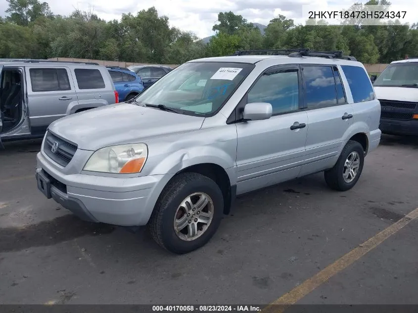 2003 Honda Pilot Ex VIN: 2HKYF18473H524347 Lot: 40170058