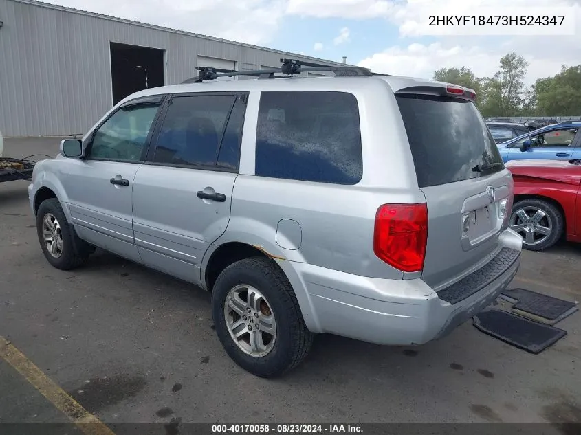 2003 Honda Pilot Ex VIN: 2HKYF18473H524347 Lot: 40170058