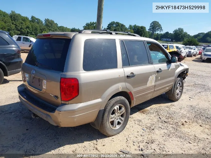 2003 Honda Pilot Ex VIN: 2HKYF18473H529998 Lot: 40177012