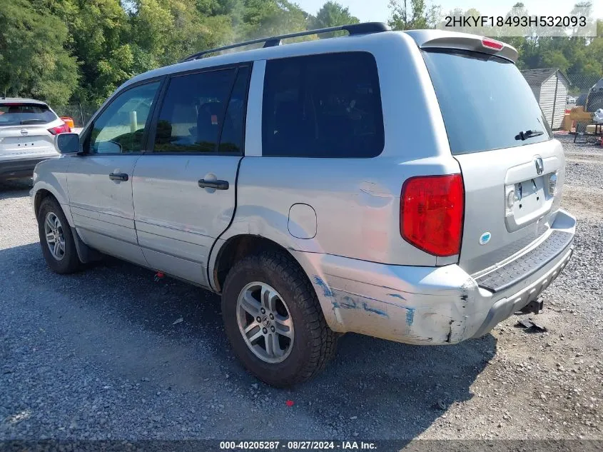 2003 Honda Pilot Ex VIN: 2HKYF18493H532093 Lot: 40205287