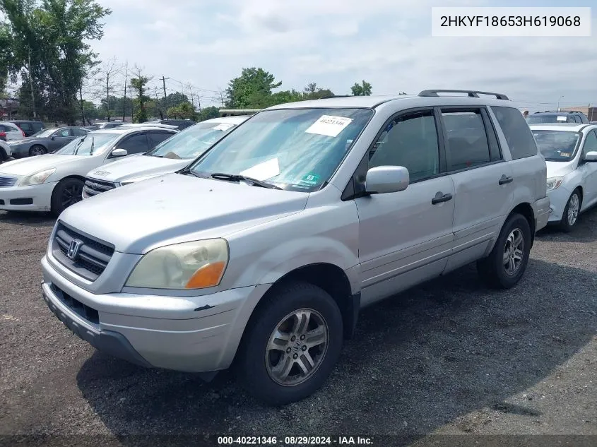 2003 Honda Pilot Ex-L VIN: 2HKYF18653H619068 Lot: 40221346