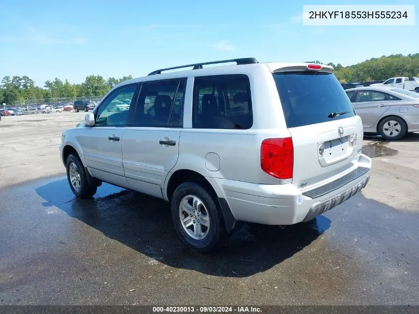 2003 Honda Pilot Ex-L VIN: 2HKYF18553H555234 Lot: 40230013