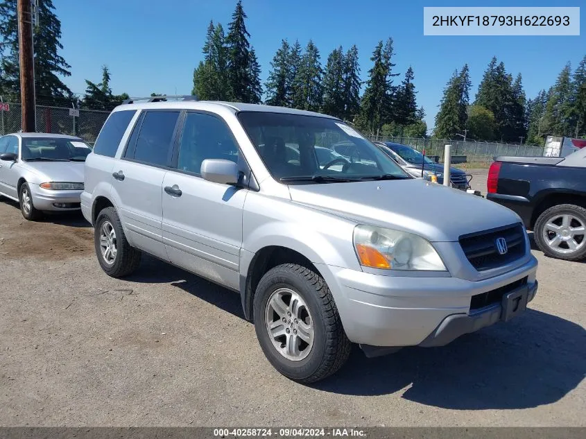 2003 Honda Pilot Ex-L VIN: 2HKYF18793H622693 Lot: 40258724