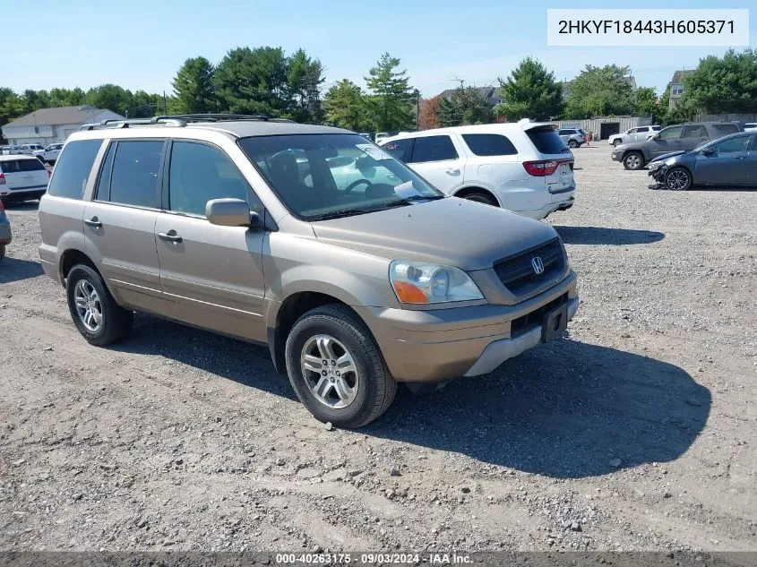 2003 Honda Pilot Ex VIN: 2HKYF18443H605371 Lot: 40263175