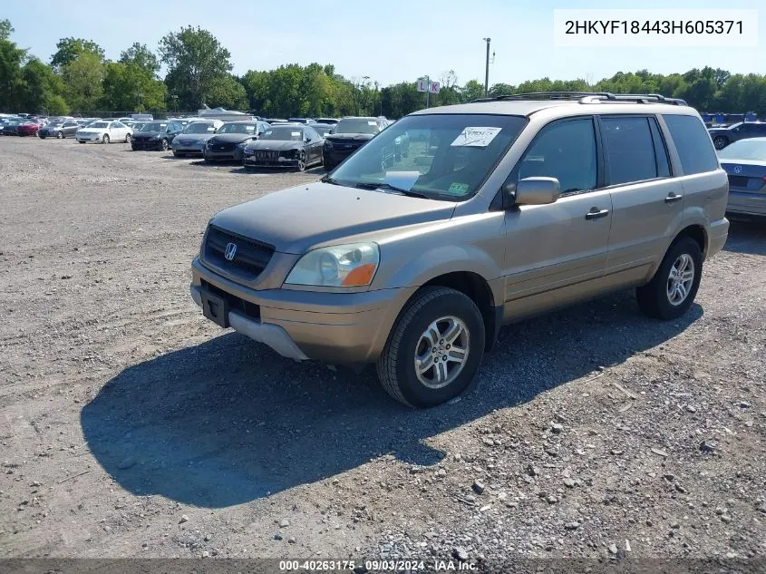 2003 Honda Pilot Ex VIN: 2HKYF18443H605371 Lot: 40263175