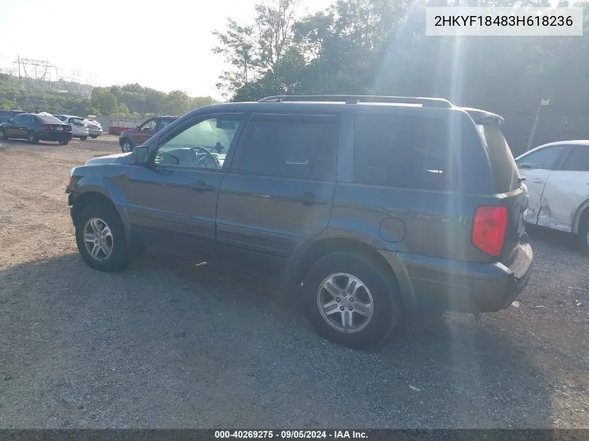 2003 Honda Pilot Ex VIN: 2HKYF18483H618236 Lot: 40269275