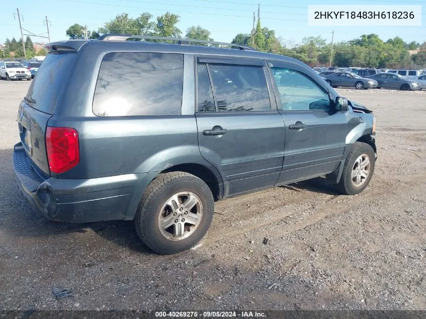 2003 Honda Pilot Ex VIN: 2HKYF18483H618236 Lot: 40269275