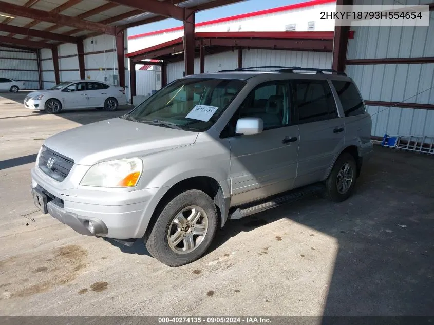 2003 Honda Pilot Ex-L VIN: 2HKYF18793H554654 Lot: 40274135