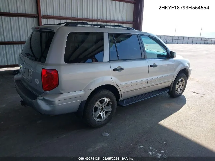 2HKYF18793H554654 2003 Honda Pilot Ex-L