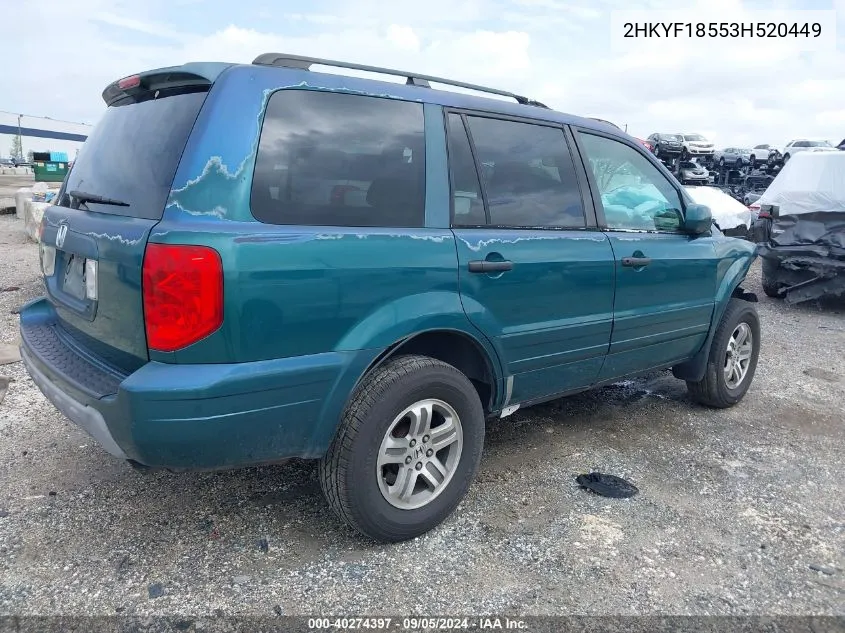 2003 Honda Pilot Exl VIN: 2HKYF18553H520449 Lot: 40274397