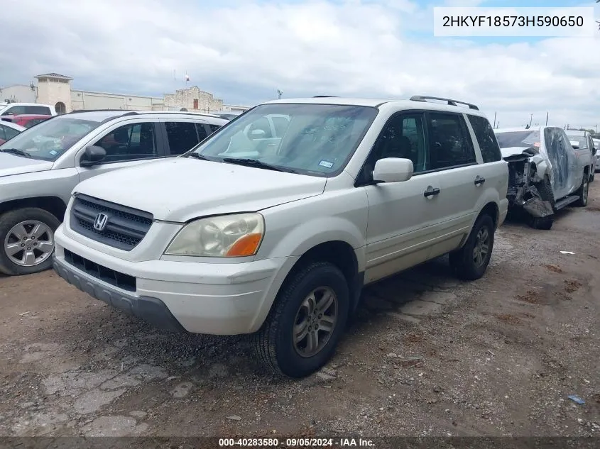 2003 Honda Pilot Ex-L VIN: 2HKYF18573H590650 Lot: 40283580