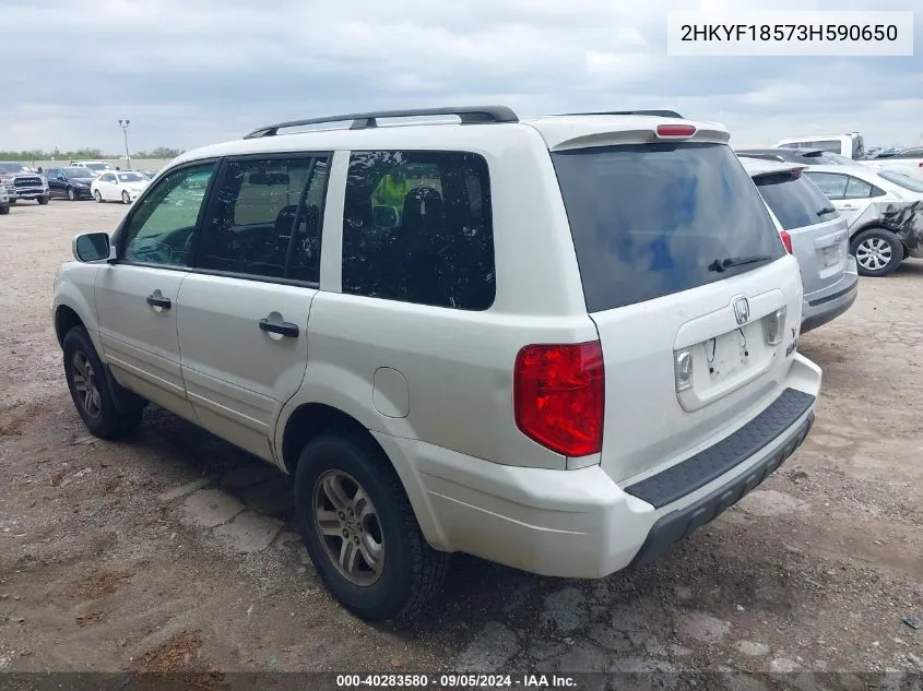 2003 Honda Pilot Ex-L VIN: 2HKYF18573H590650 Lot: 40283580