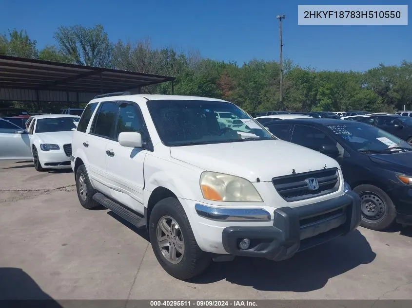 2003 Honda Pilot Ex-L VIN: 2HKYF18783H510550 Lot: 40295511