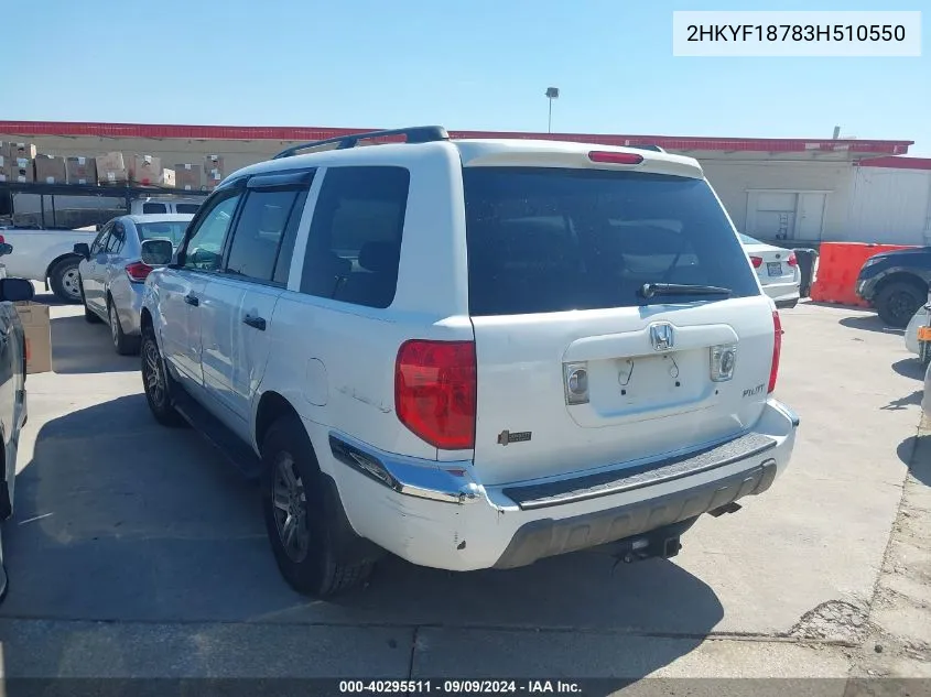 2HKYF18783H510550 2003 Honda Pilot Ex-L