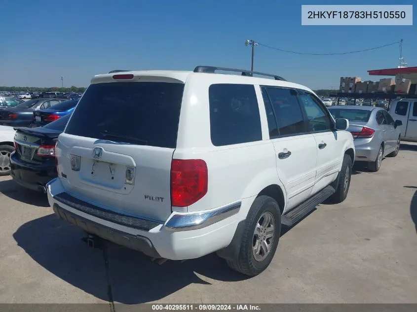 2003 Honda Pilot Ex-L VIN: 2HKYF18783H510550 Lot: 40295511