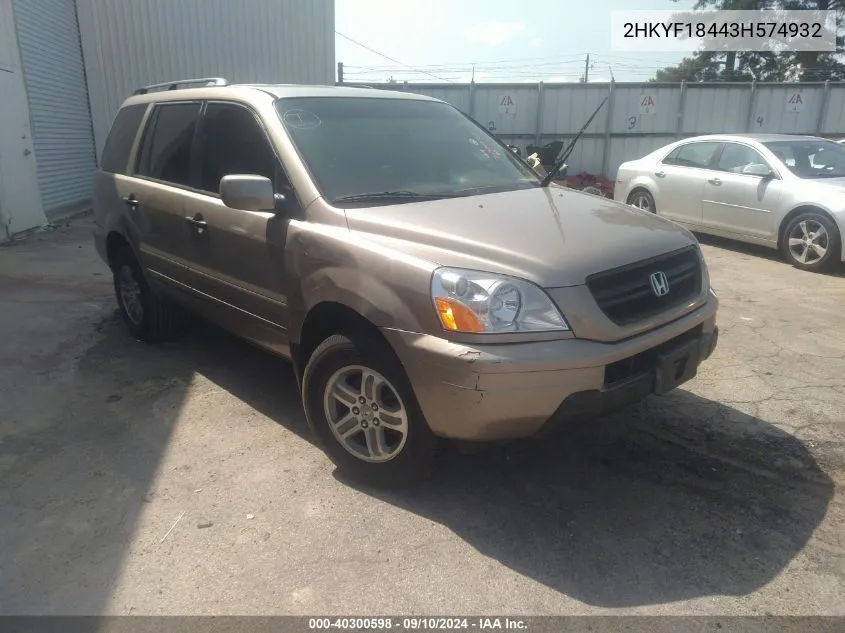 2HKYF18443H574932 2003 Honda Pilot Ex