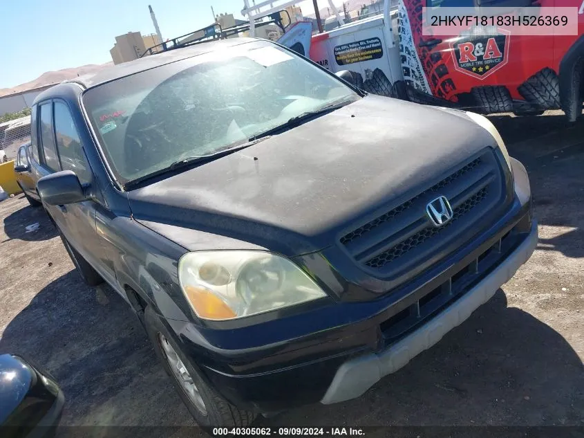 2003 Honda Pilot Lx VIN: 2HKYF18183H526369 Lot: 40305062