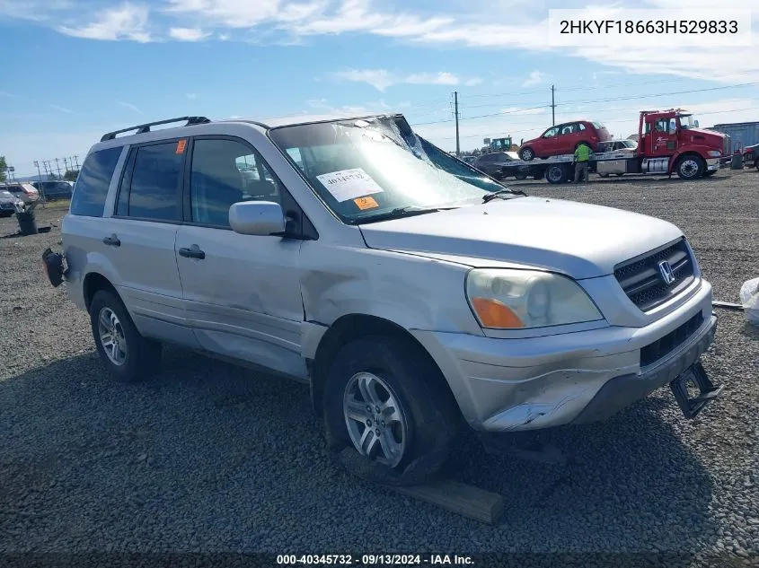 2003 Honda Pilot Ex-L VIN: 2HKYF18663H529833 Lot: 40345732