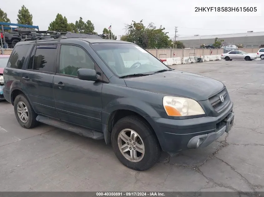 2003 Honda Pilot Ex-L VIN: 2HKYF18583H615605 Lot: 40350891