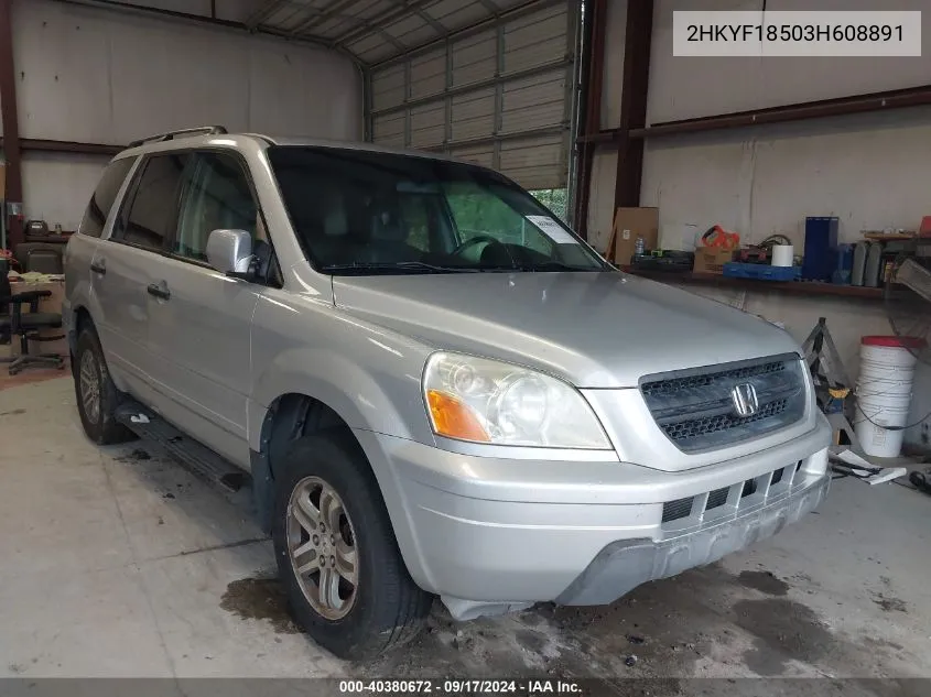 2003 Honda Pilot Ex-L VIN: 2HKYF18503H608891 Lot: 40380672