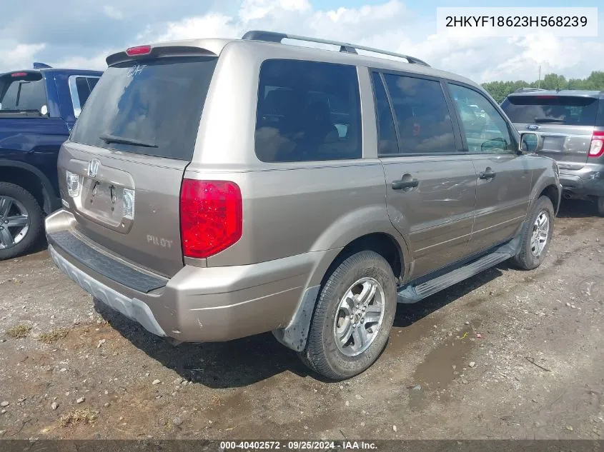 2003 Honda Pilot Ex-L VIN: 2HKYF18623H568239 Lot: 40402572