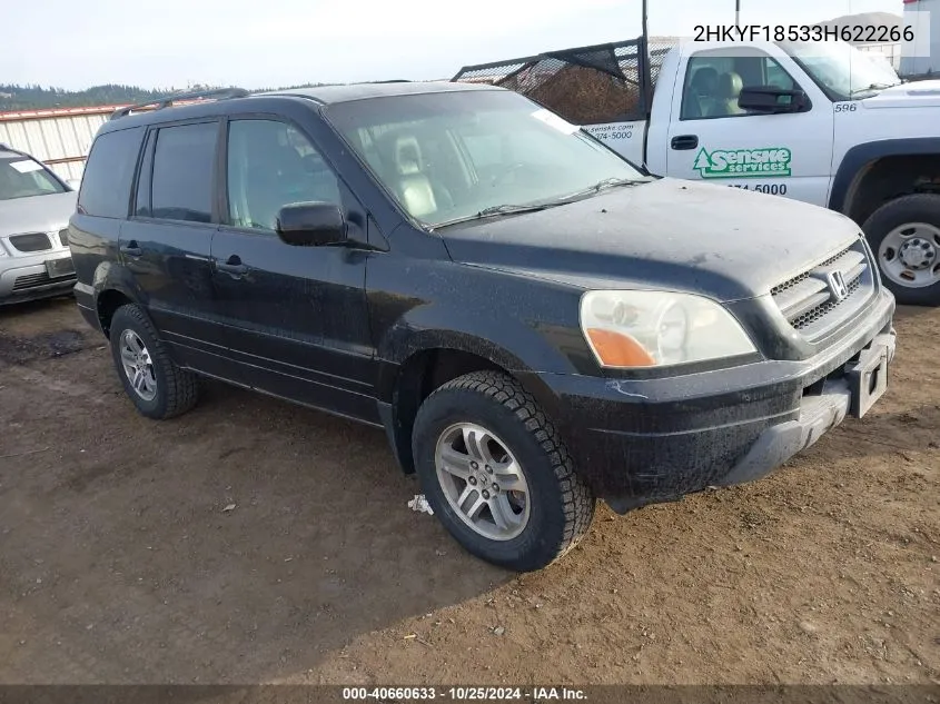 2003 Honda Pilot Ex-L VIN: 2HKYF18533H622266 Lot: 40660633