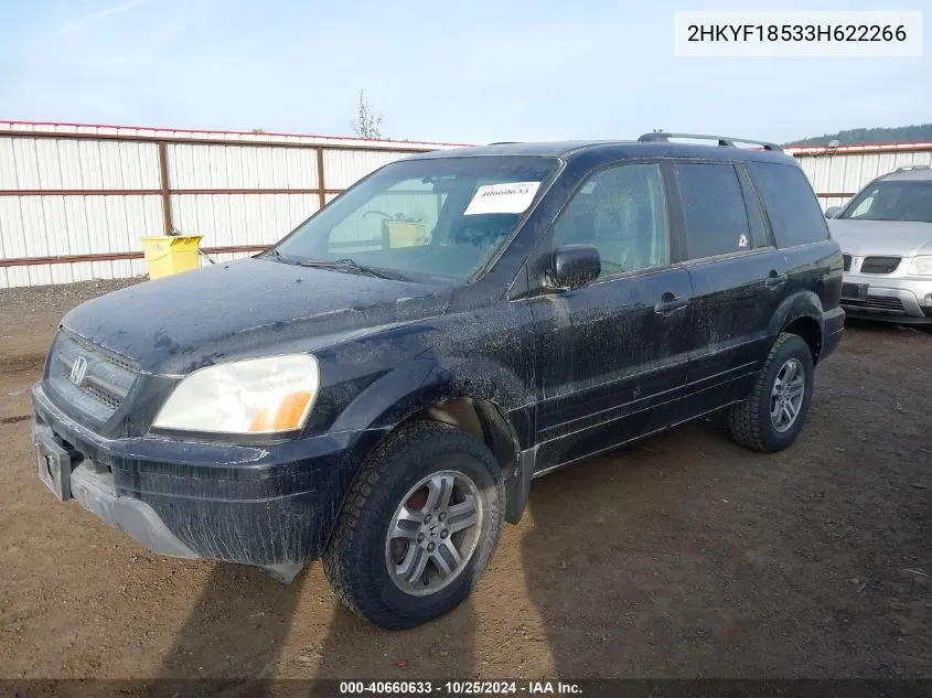 2003 Honda Pilot Ex-L VIN: 2HKYF18533H622266 Lot: 40660633