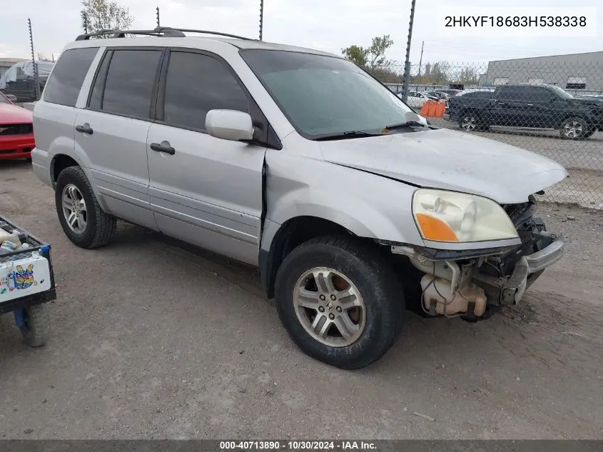 2003 Honda Pilot Ex-L VIN: 2HKYF18683H538338 Lot: 40713890