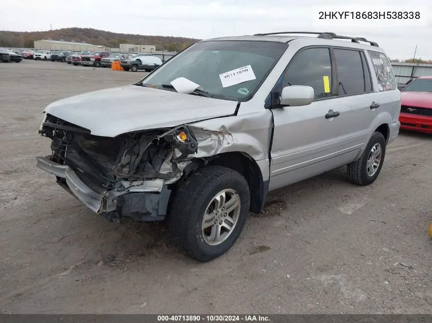 2003 Honda Pilot Ex-L VIN: 2HKYF18683H538338 Lot: 40713890