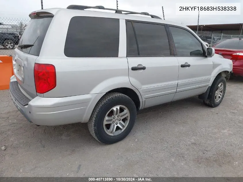 2003 Honda Pilot Ex-L VIN: 2HKYF18683H538338 Lot: 40713890