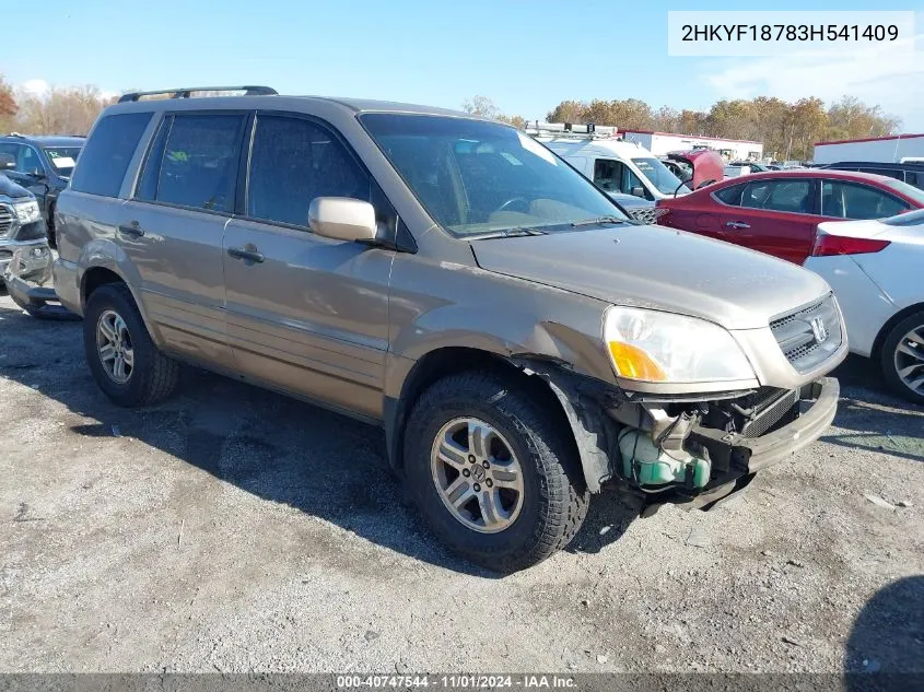 2003 Honda Pilot Ex-L VIN: 2HKYF18783H541409 Lot: 40747544