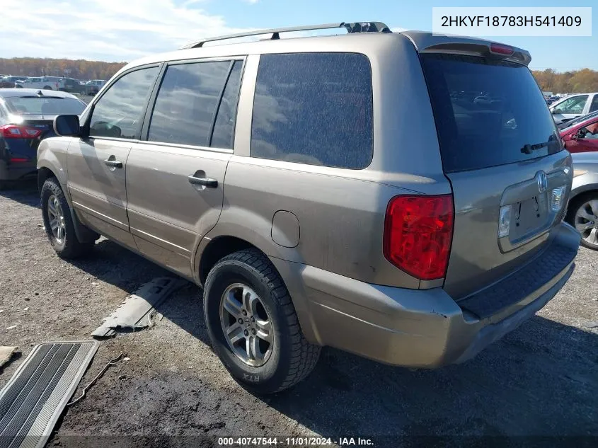 2003 Honda Pilot Ex-L VIN: 2HKYF18783H541409 Lot: 40747544