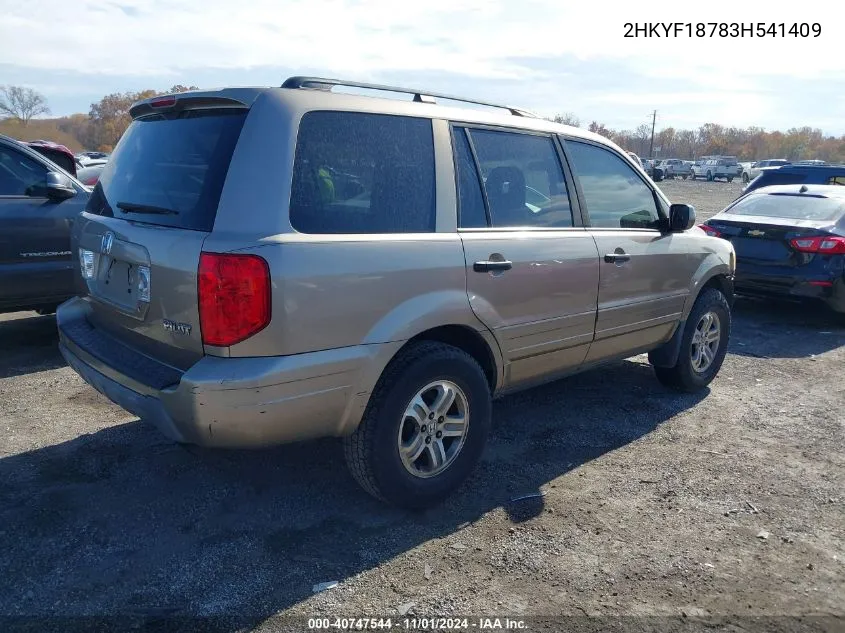 2003 Honda Pilot Ex-L VIN: 2HKYF18783H541409 Lot: 40747544