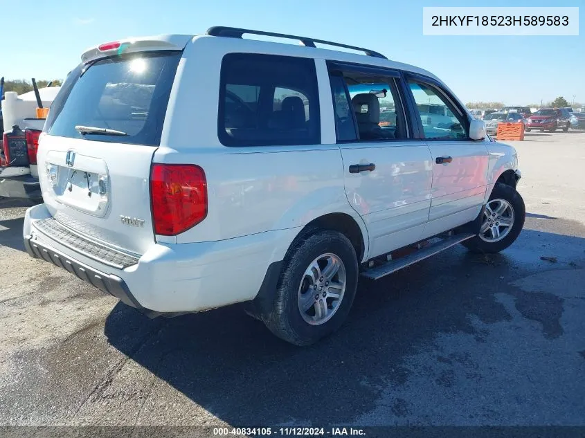 2HKYF18523H589583 2003 Honda Pilot Ex-L