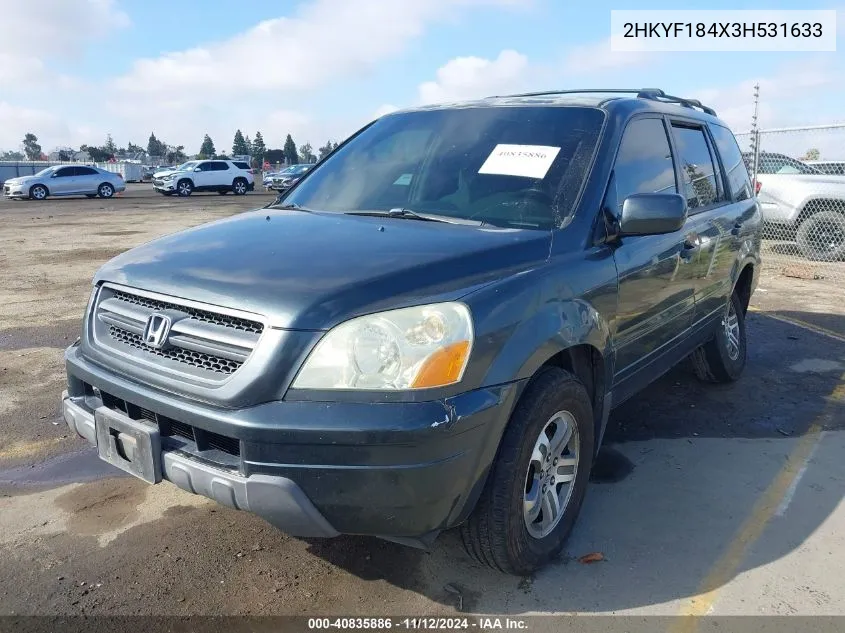 2HKYF184X3H531633 2003 Honda Pilot Ex